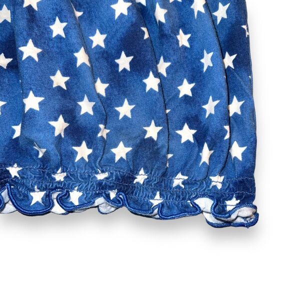 Old Navy Girls Tank Top Shirt Smocked Star Print Blue White Festive Large 10 12 - Picture 3 of 6